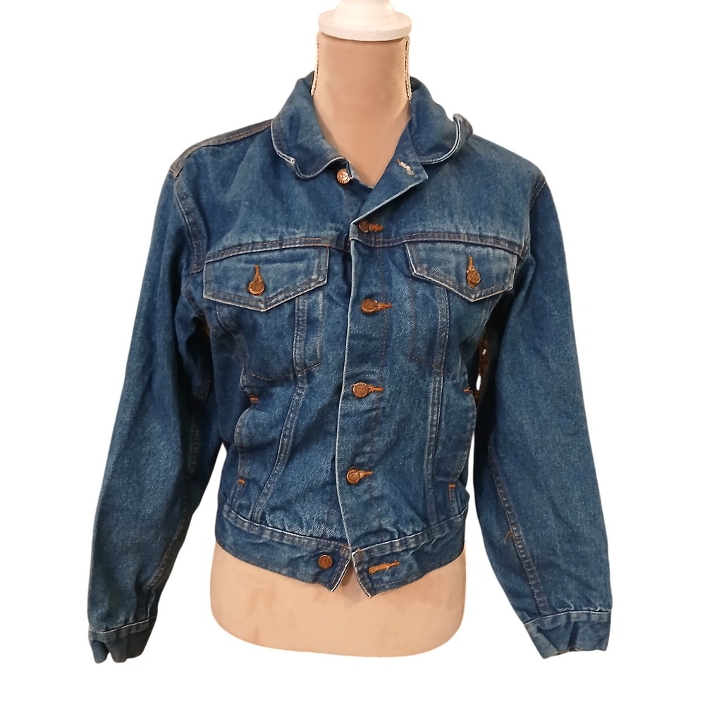 Vtg Generation One GO Denim Jacket Blue Distressed Button Front Juniors XL